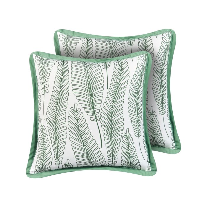 MWADOE Set of 2 Outdoor Cushions Plant Pattern 45 x 45 cm Green