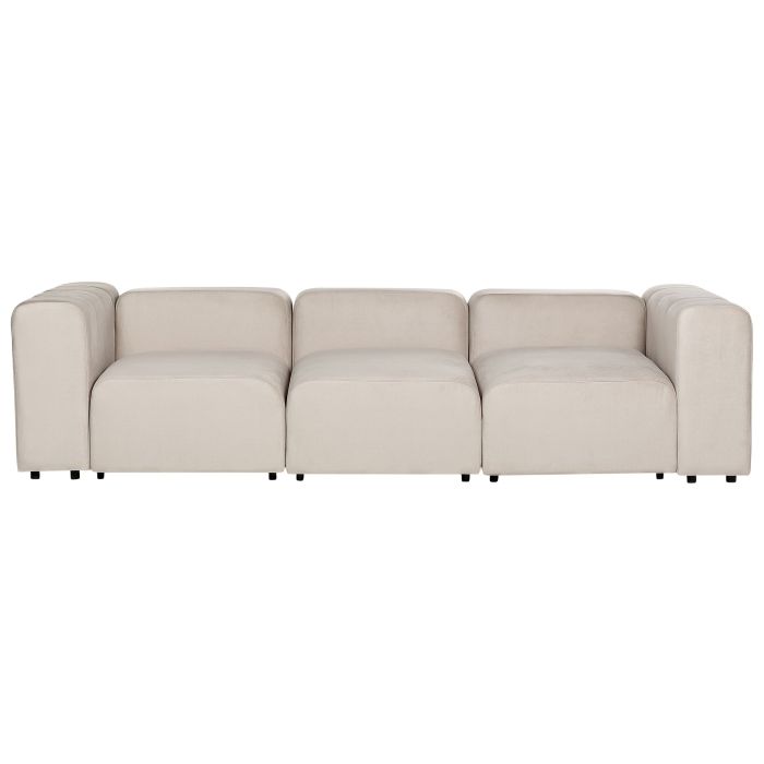 3 Seater Modular Velvet Sofa Beige FALSTERBO