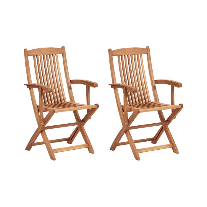 Set of 2 Garden Chairs MAUI II Acacia Wood Light Brown