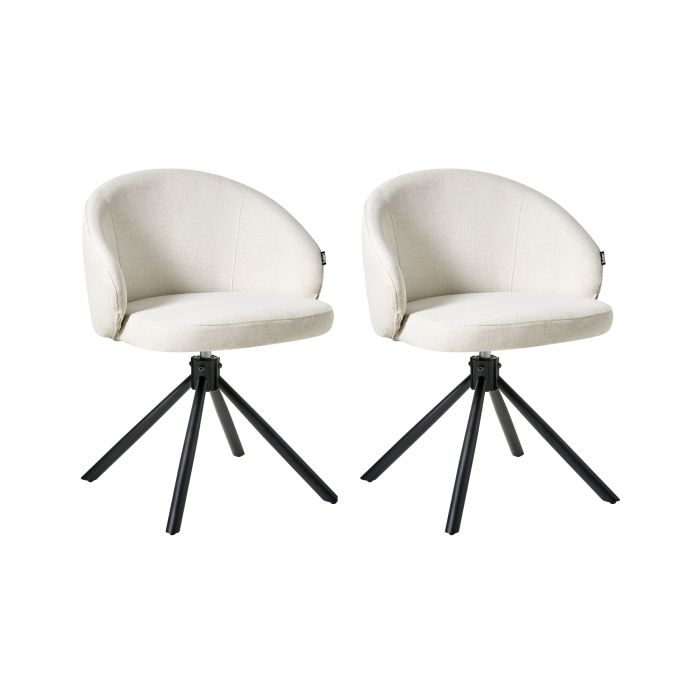 EDWELL Fabric Set of 2 Dining Swivel Chairs - Off White