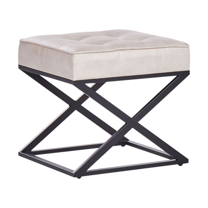 Faux Leather Stool Beige MURDO