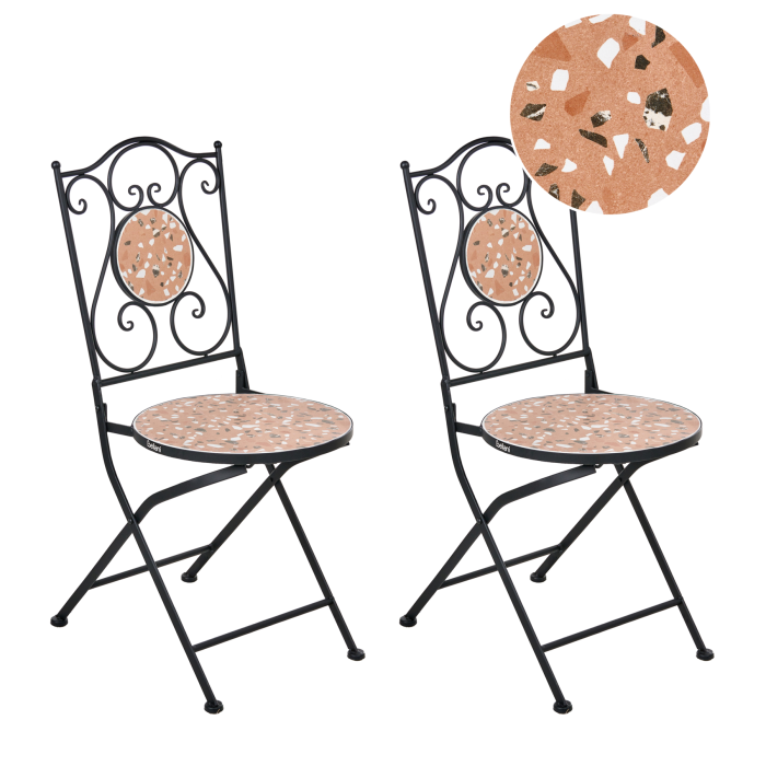 ADRANELLO Metal Garden Folding Chair Set of 2 - Black