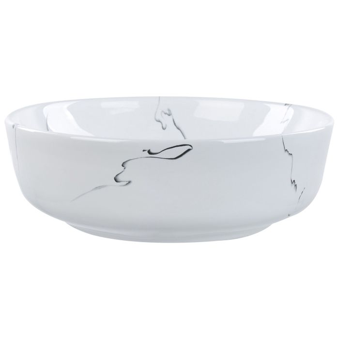 Ceramic Countertop Basin Marble Effect Diameter 420 mm White HOPI