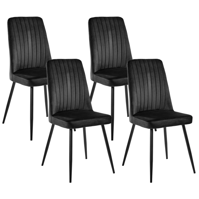KIRBELLO Velvet Dining Chair Set of 4 - Black