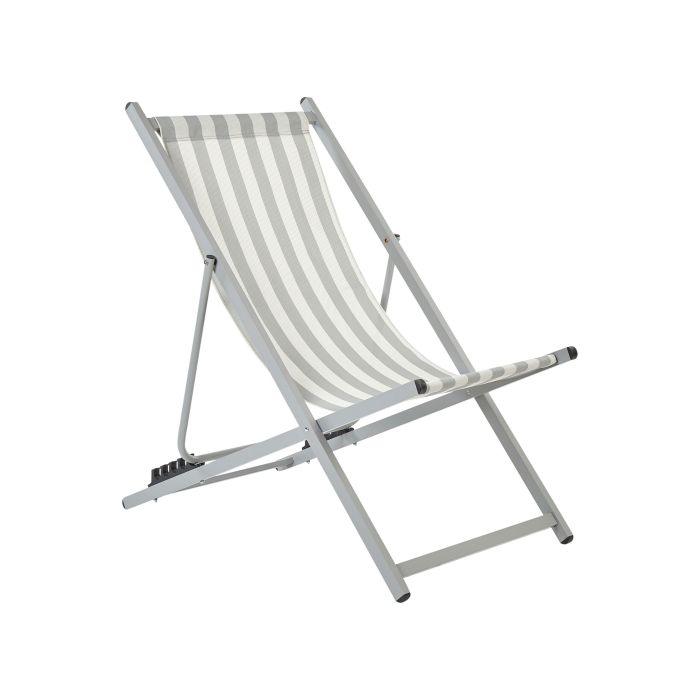 Folding Deck Chair White and Grey LOCRI II