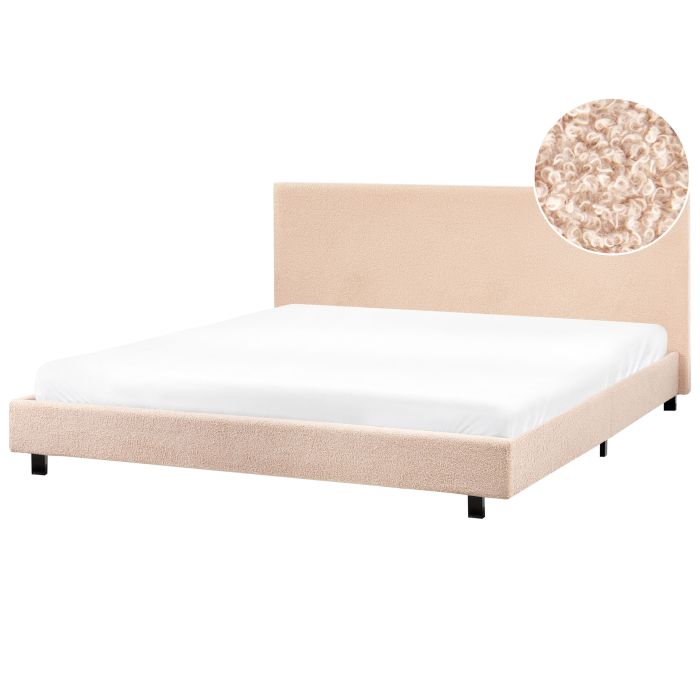 ALKEA Bedframe Boucle 180 x 200cm EU Super Kingsize Bed Beige