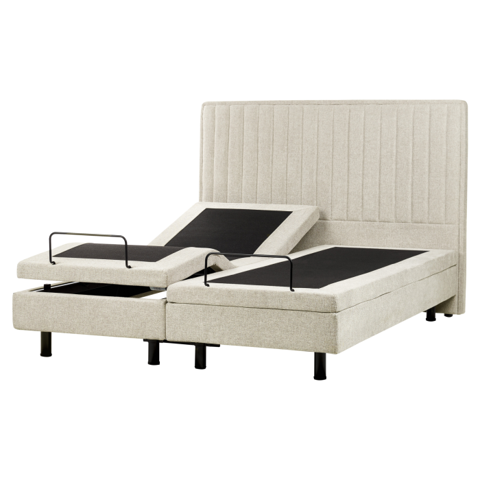 DEKU King Size Fabric Adjustable Bed - Beige