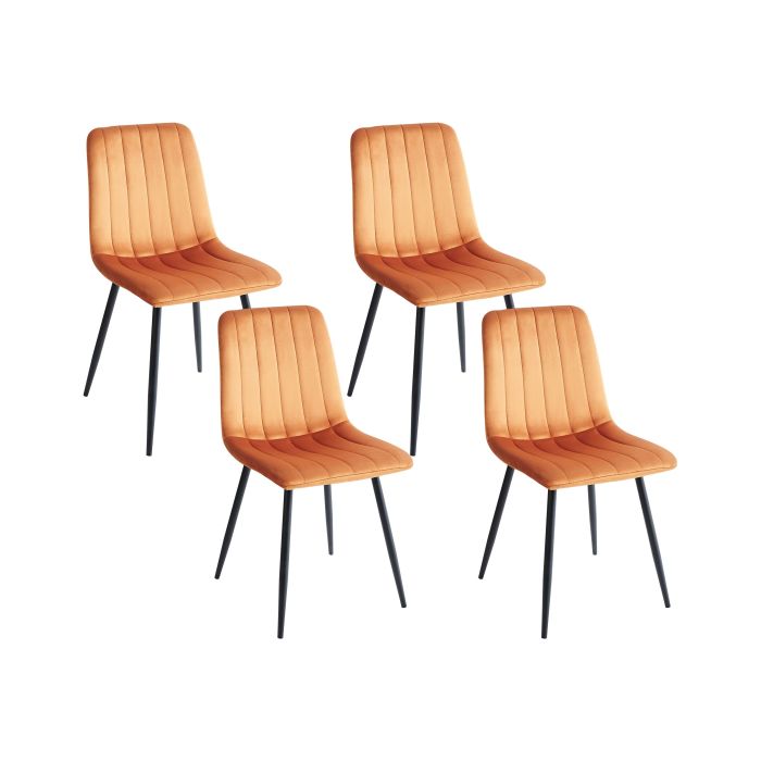 Set of 4 Dining Chairs KALISPELL Velvet Orange