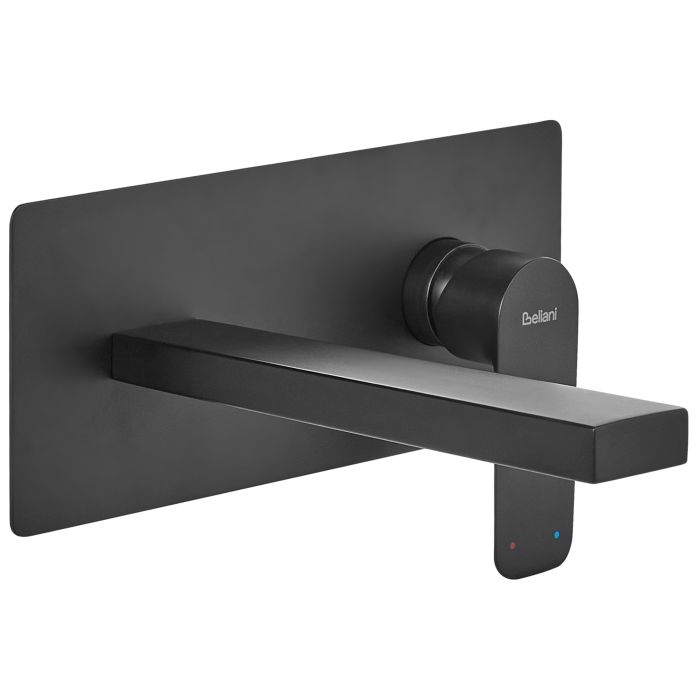 BARCOMBE Wall Mounted Basin Mixer Tap Brass - Black