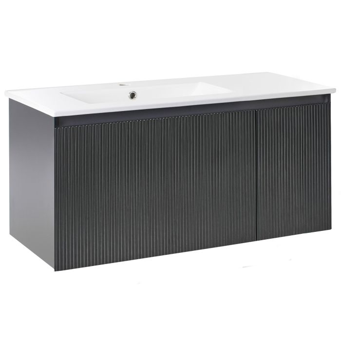 ASHMEREWELL Wall Mounted Vanity Unit with Basin 100 cm - Black