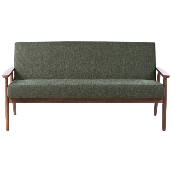 COLBOURNE Fabric 3 Seater Sofa - Green with Dark Oak