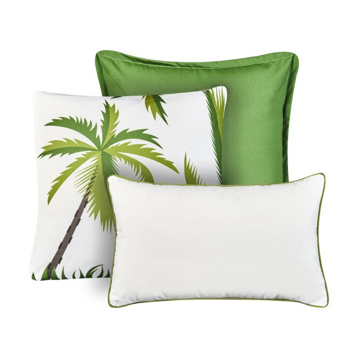 SEAISDE Set of 3 Outdoor Cushions Plant Pattern Green