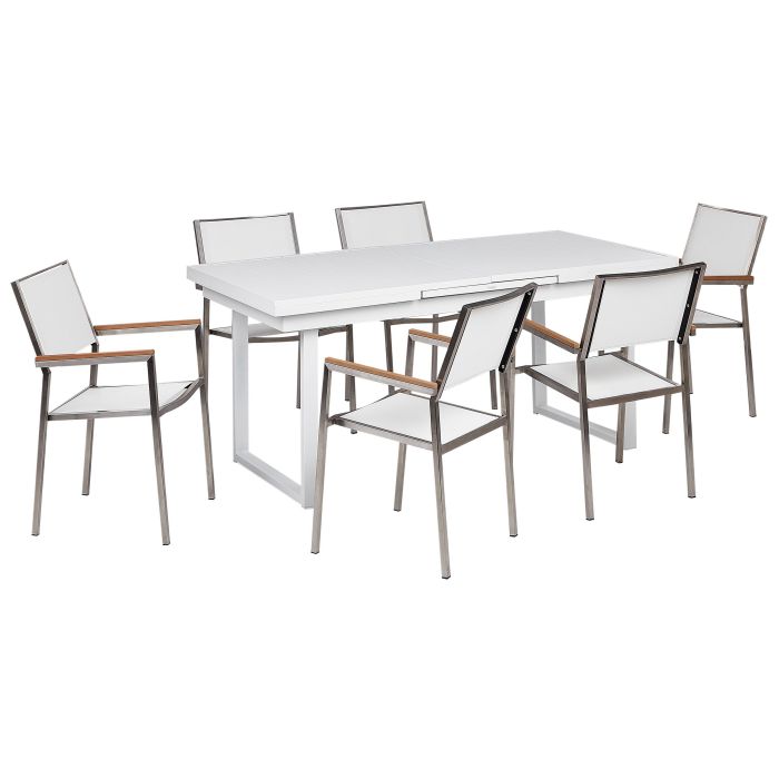 Garden Dining Set 6 Seater VALCANETTO/GROSSETO Metal White