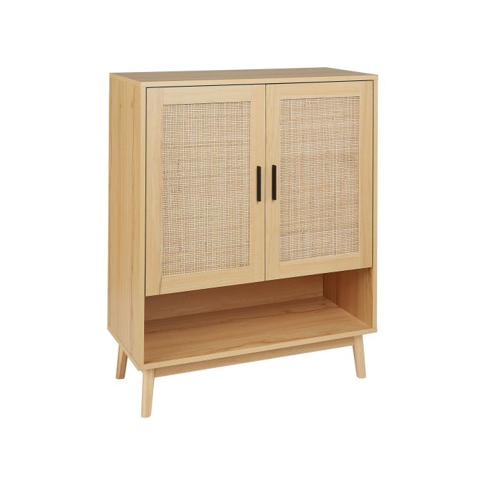 Rattan 2 Door Sideboard Light Wood PEROTE