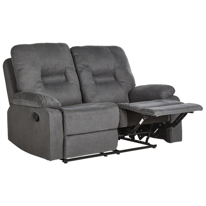2 Seater Fabric Manual Recliner Sofa Grey BERGEN II