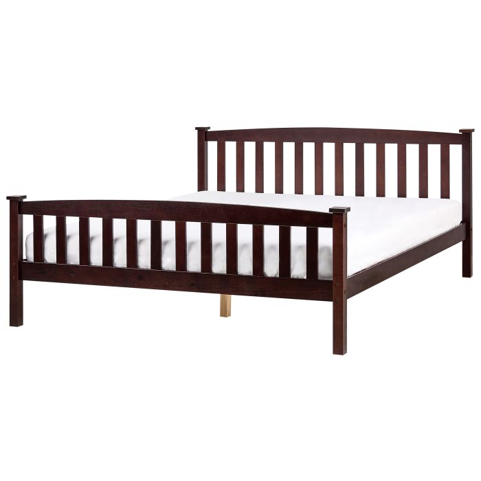 GRVEINY Bed Pine Wood 160 x 200 cm (EU King Size) Dark Brown