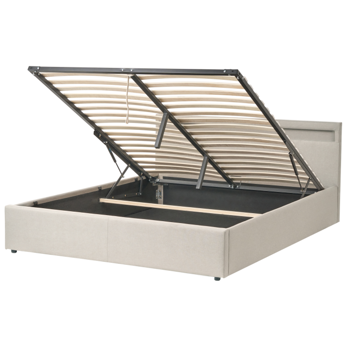 AVELLE Kingsize Fabric Ottoman Storage Bedframe - Beige