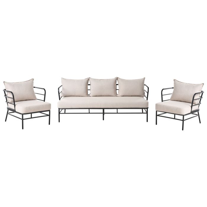 MENDONWELL Metal Garden Sofa Set 5 Seater - Light Beige