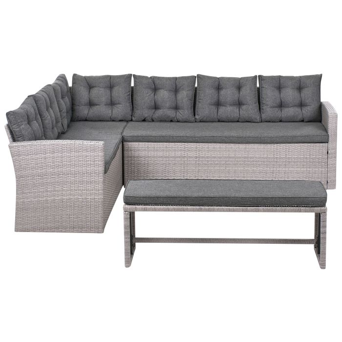 MONLEIGH 8 Seater PE Rattan Garden Corner Sofa - Grey
