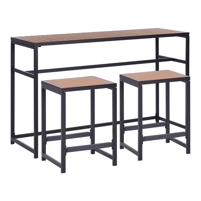 Garden Bar Set 2 Seater AVETRANA Metal Brown/ Black