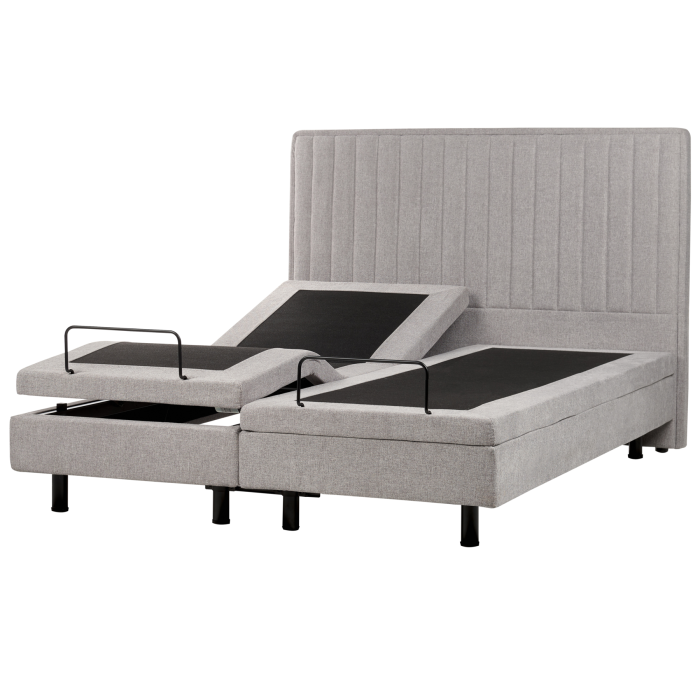 DEKU King Size Fabric Adjustable Bed - Light Grey