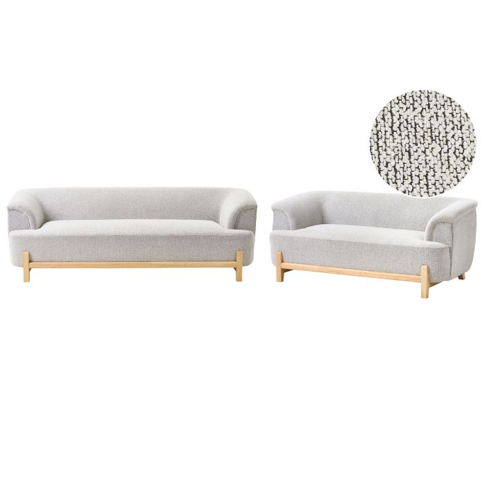 WRENTHORPE Fabric 3 Seater and 2 Seater Sofa Set - Light Grey