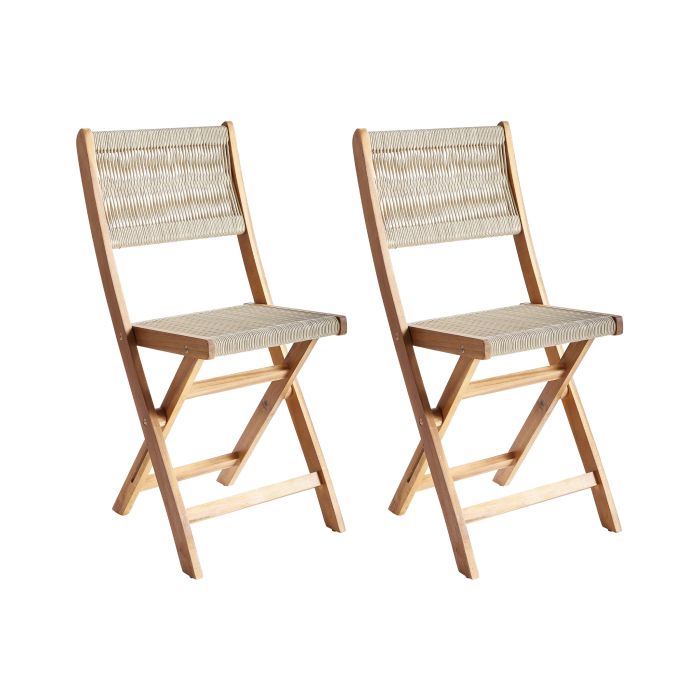 Set of 2 Garden Chairs PROSSEDI Folding Acacia Wood Beige