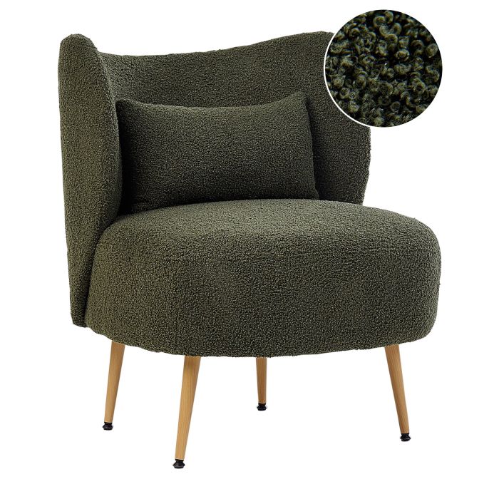 Armchair OTSBY II with Cushion Boucle Dark Green
