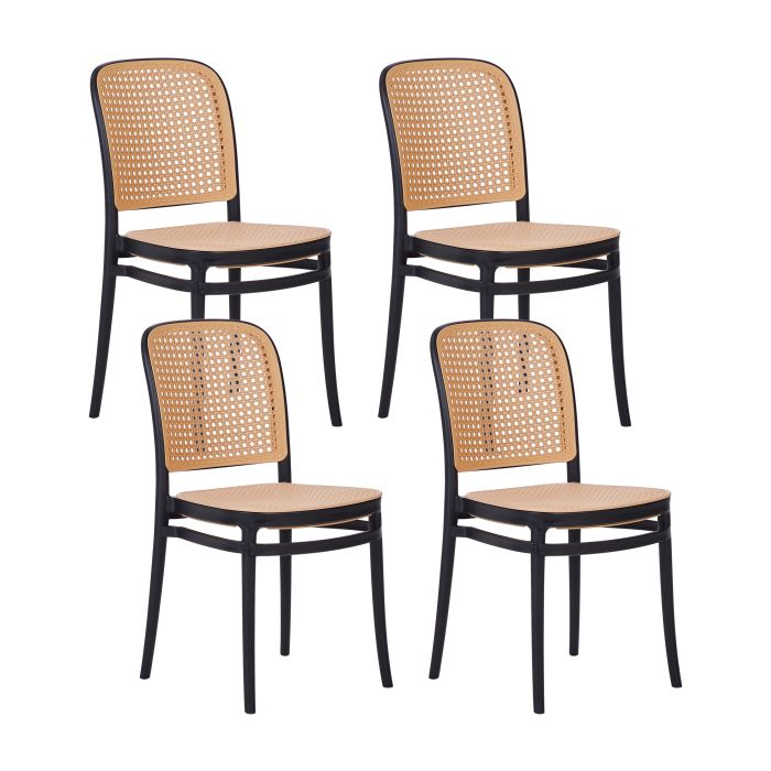 Set of 4 Dining Chairs PLOSE Beige
