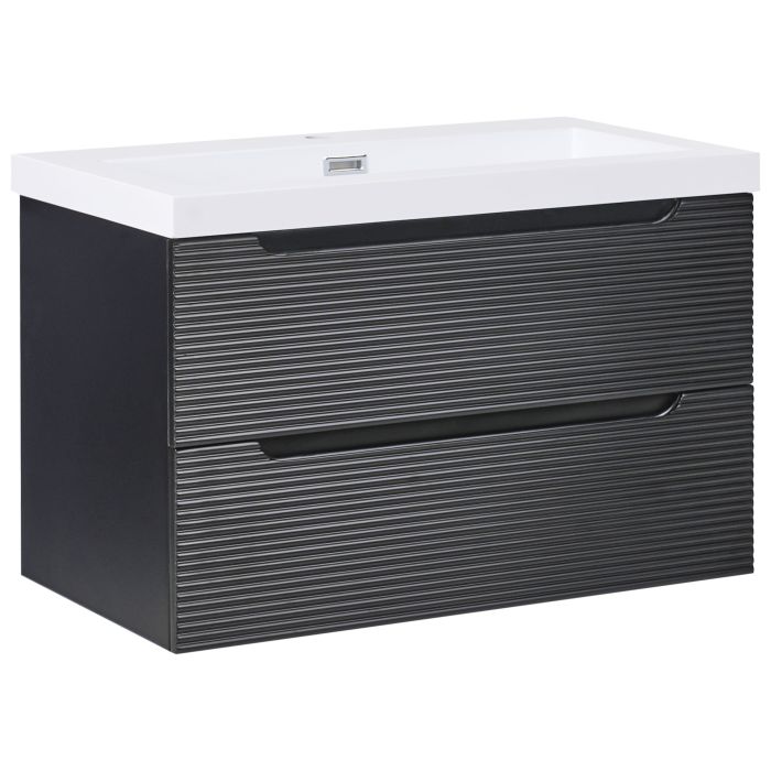 ASHENWELL Wall Mounted Vanity Unit with Basin - Black