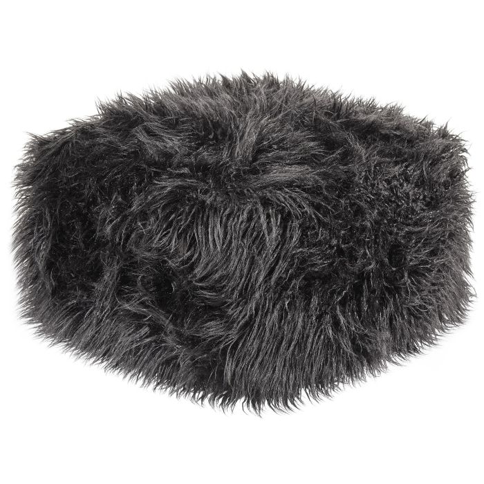 Faux Fur Pouffe Black MUKKI