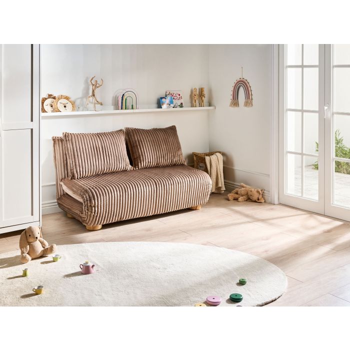 SAFARO Corduroy 2 Seater Sofabed - Light Brown