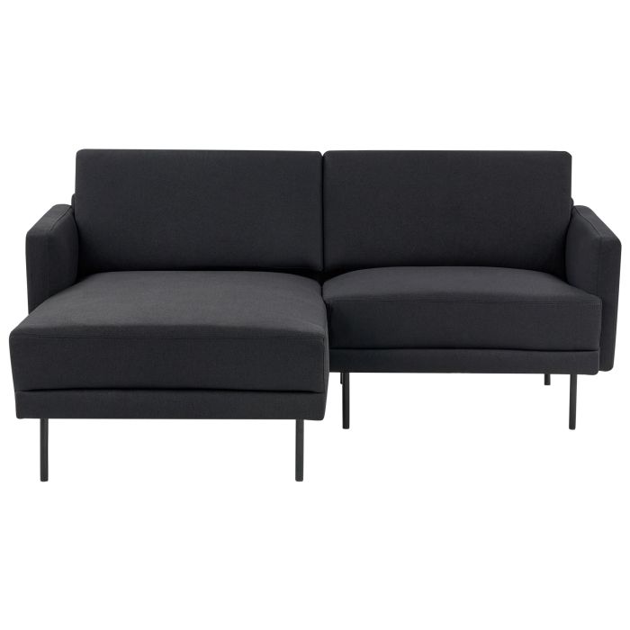 Right Hand 2 Seater Fabric Corner Sofa Black BREDA