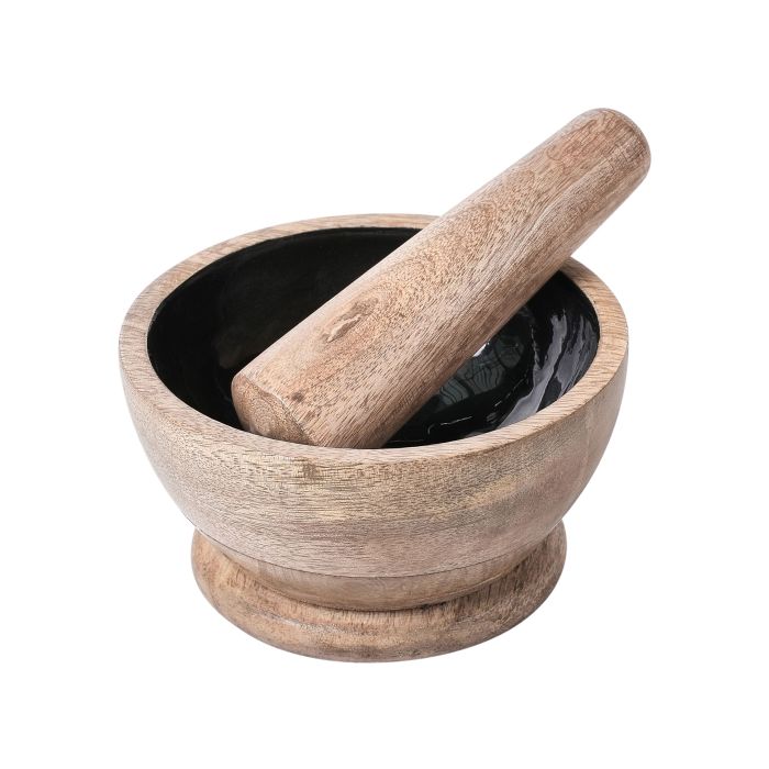 LAWFORDON Mango Wood Mortar and Pestle Black - Black with Oak