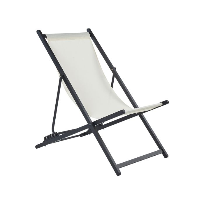 Folding Deck Chair Cream and Black LOCRI II