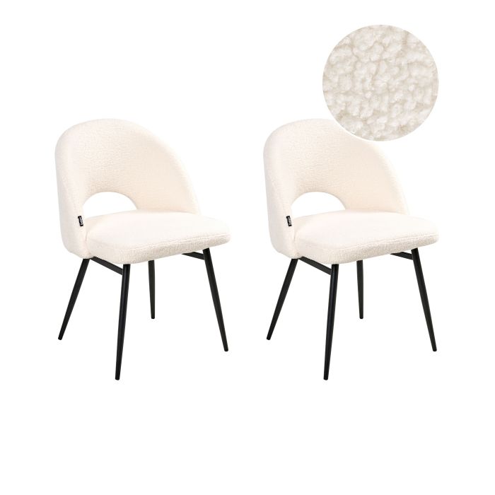 DURNESSLEY Boucle Fabric Dining Chairs - Set of 2 - White