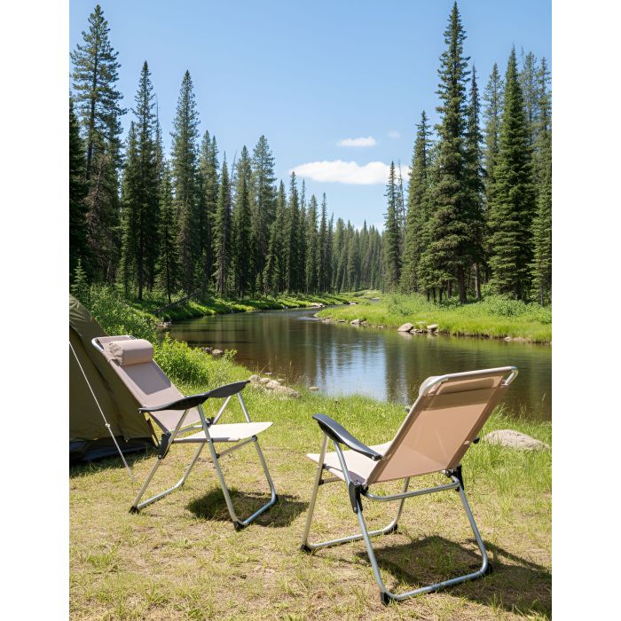 FRELTON Folding Garden Chairs Set of 2 - Beige