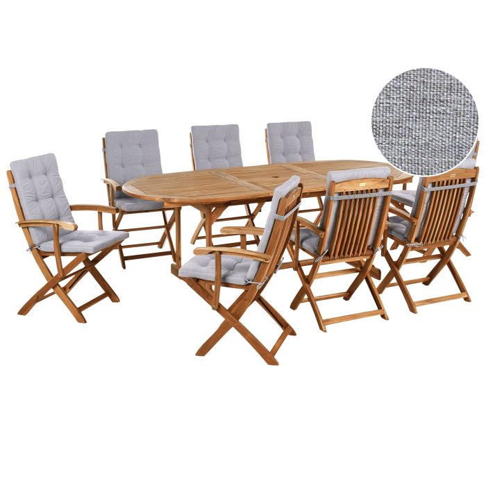 APLOR 8 Seater Garden Dining Set - Grey Melange