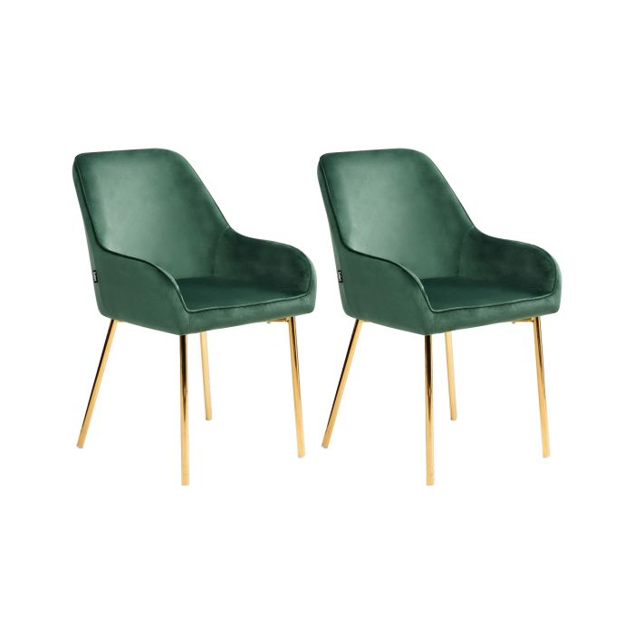 LONERVA Set of 2 Dining Chairs Velvet Green