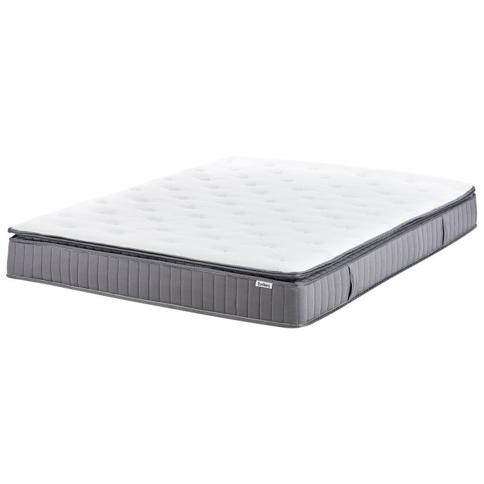 SAMREST Gel Memory Foam Pocket Spring Mattress Firm 180 x 200cm Super Kingsize - White with Grey