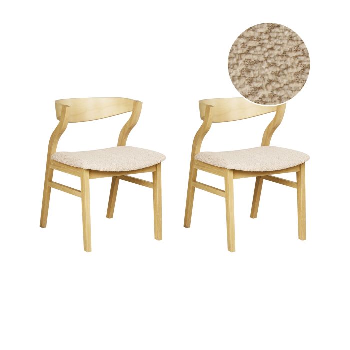 Set of 2 Dining Chairs MAROA Wood Light Beige