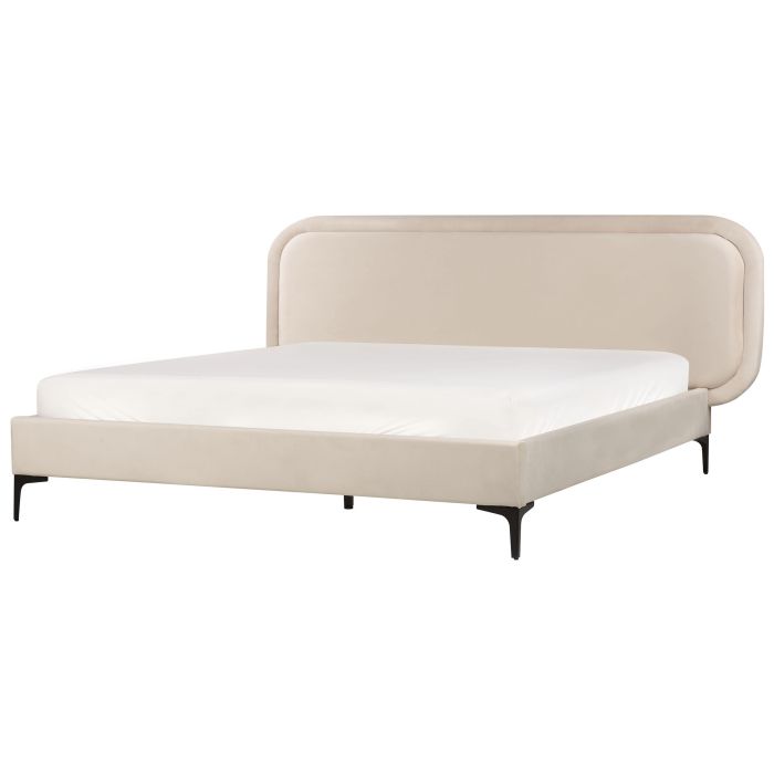 SUZZA Bedframe Velvet 160 x 200cm EU Kingsize Bed Light Beige
