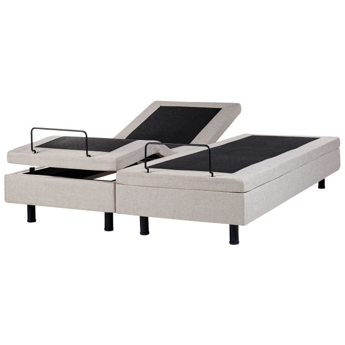 LUKE Adjustable Bedframe without Headboard Fabric 160 x 200cm EU Kingsize Bed Beige