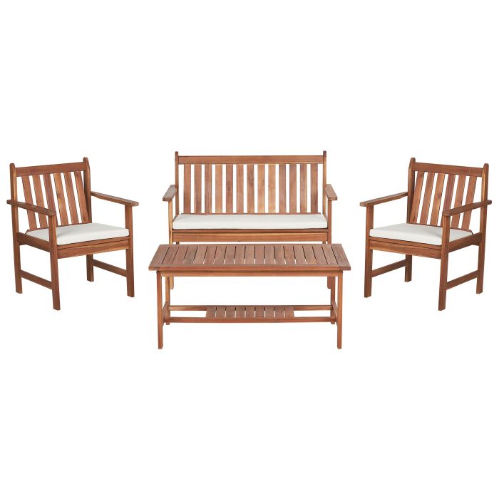 Garden Lounge Set with Table 4 Seater ALTIDONA Acacia Wood Off-White