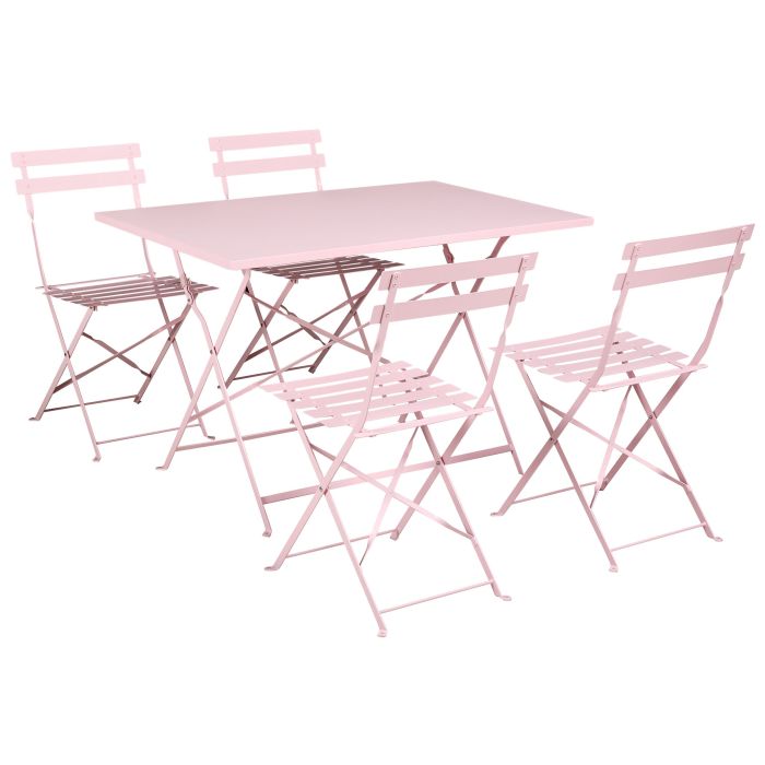 BEXEL Garden Dining Set 4 Seater - Pastel Pink