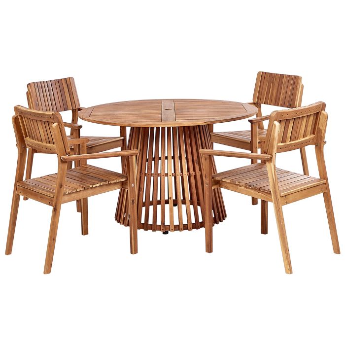 Garden Dining Set 4 Seater AGELLO Acacia Wood Brown