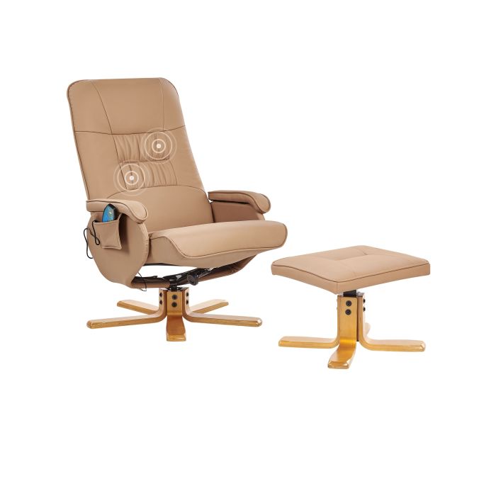 Massage Chair RELAXPRO with Footstool Faux Leather Light Brown