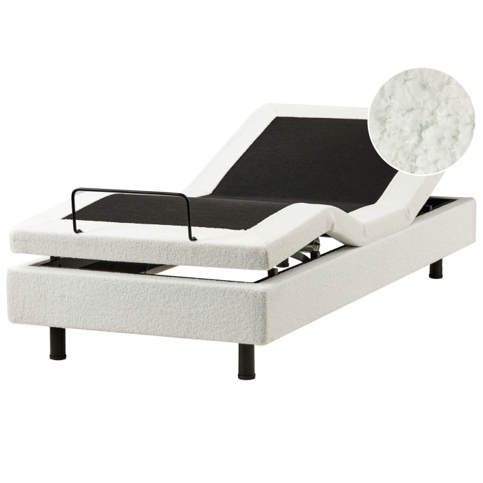 DEKU Single Boucle Fabric Adjustable Bed without Headboard - Off-White