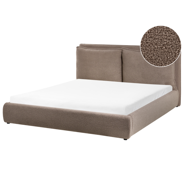 BAJONA Kingsize Boucle Fabric Bedframe - Brown