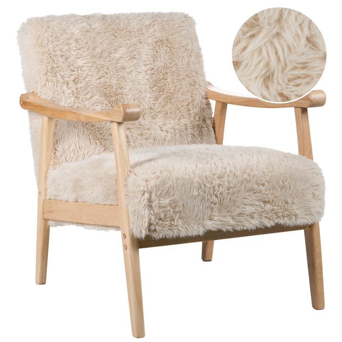 GLENDARA Faux Fur Armchair - Light Beige